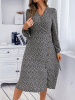 Midi Jurk met V-hals en Bloemenprint - Midi Dresses - Jurkjes.co