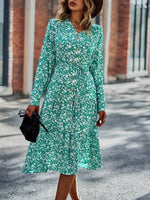 Midi Jurk met V-hals en Bloemenprint - Midi Dresses - Jurkjes.co