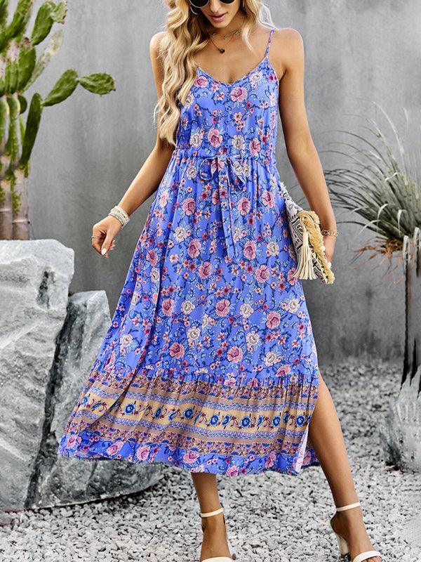 Midi Jurk met V-hals en Bloemenprint - Midi Dresses - Jurkjes.co