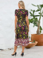 Midi Jurk met V-hals en Bloemenprint - Midi Dresses - Jurkjes.co