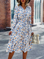 Midi Jurk met V-hals en Bloemenprint - Midi Dresses - Jurkjes.co