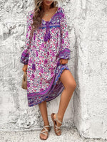 Midi Jurk met V-hals en Bloemenprint - Midi Dresses - Jurkjes.co