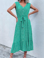 Midi Jurk met V-hals en Bloemenprint - Midi Dresses - Jurkjes.co