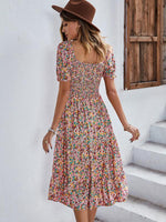 Midi Jurk met V-hals en Bloemenprint - Midi Dresses - Jurkjes.co