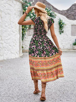 Midi Jurk met V-hals en Bloemenprint - Midi Dresses - Jurkjes.co