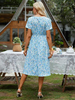 Midi Jurk met V-hals en Bloemenprint - Midi Dresses - Jurkjes.co