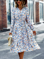 Midi Jurk met V-hals en Bloemenprint - Midi Dresses - Jurkjes.co
