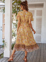 Midi Jurk met V-hals en Bloemenprint - Midi Dresses - Jurkjes.co