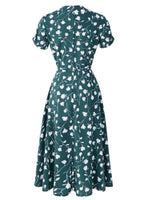 Midi Jurk met V-hals en Bloemenprint - Midi Dresses - Jurkjes.co
