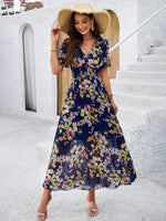 Midi Jurk met V-hals en Bloemenprint - Midi Dresses - Jurkjes.co