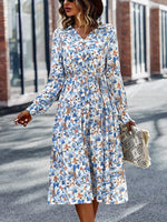 Midi Jurk met V-hals en Bloemenprint - Midi Dresses - Jurkjes.co