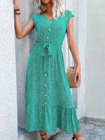 Midi Jurk met V-hals en Bloemenprint - Midi Dresses - Jurkjes.co