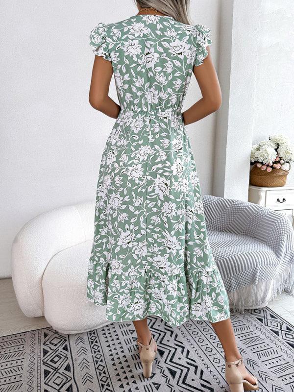 Midi Jurk met V-hals en Bloemenprint - Midi Dresses - Jurkjes.co