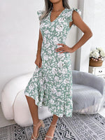 Midi Jurk met V-hals en Bloemenprint - Midi Dresses - Jurkjes.co