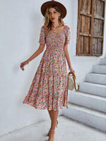 Midi Jurk met V-hals en Bloemenprint - Midi Dresses - Jurkjes.co