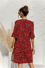 Midi Jurk met V-hals en Bloemenprint - Midi Dresses - Jurkjes.co