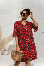Midi Jurk met V-hals en Bloemenprint - Midi Dresses - Jurkjes.co