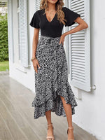 Midi Jurk met V-hals en Bloemenprint - Midi Dresses - Jurkjes.co