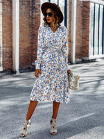 Midi Jurk met V-hals en Bloemenprint - Midi Dresses - Jurkjes.co