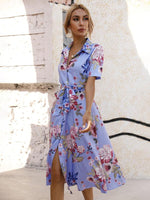 Midi Jurk met V-hals en Bloemenprint - Midi Dresses - Jurkjes.co