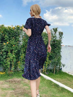 Midi Jurk met V-hals en Bloemenprint - Midi Dresses - Jurkjes.co