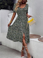 Midi Jurk met V-hals en Bloemenprint - Midi Dresses - Jurkjes.co