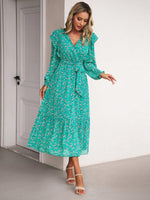 Midi Jurk met V-hals en Bloemenprint - Midi Dresses - Jurkjes.co