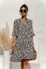 Midi Jurk met V-hals en Bloemenprint - Midi Dresses - Jurkjes.co