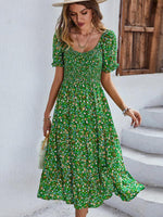 Midi Jurk met V-hals en Bloemenprint - Midi Dresses - Jurkjes.co