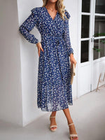 Midi Jurk met V-hals en Bloemenprint - Midi Dresses - Jurkjes.co
