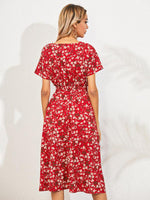 Midi Jurk met V-hals en Bloemenprint - Midi Dresses - Jurkjes.co