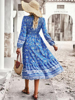 Midi Jurk met V-hals en Bloemenprint - Midi Dresses - Jurkjes.co