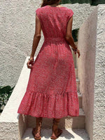 Midi Jurk met V-hals en Bloemenprint - Midi Dresses - Jurkjes.co