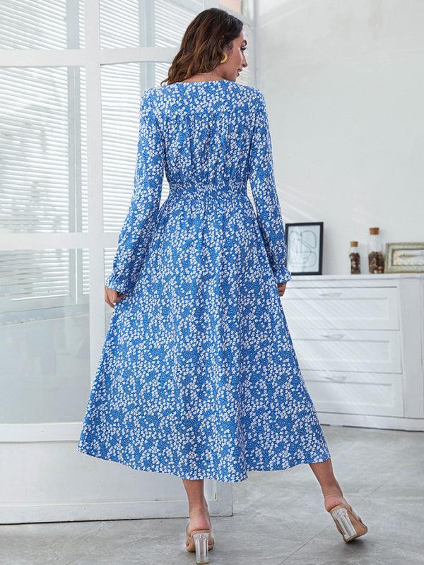 Midi Jurk met V-hals en Bloemenprint - Midi Dresses - Jurkjes.co