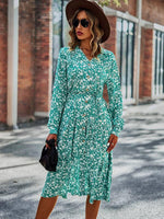 Midi Jurk met V-hals en Bloemenprint - Midi Dresses - Jurkjes.co