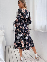 Midi Jurk met V-hals en Bloemenprint - Midi Dresses - Jurkjes.co