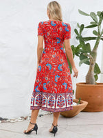 Midi Jurk met V-hals en Bloemenprint - Midi Dresses - Jurkjes.co