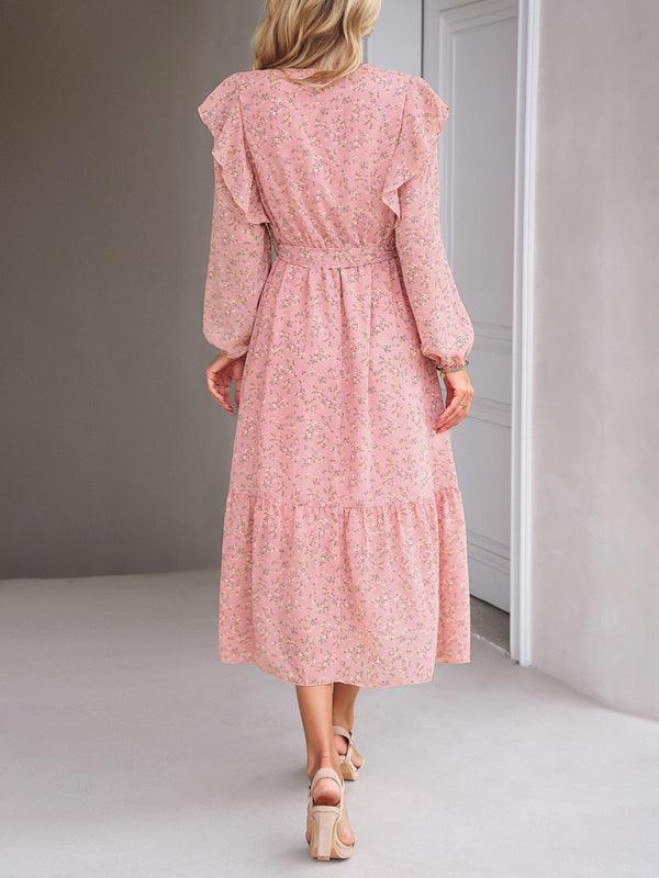 Midi Jurk met V-hals en Bloemenprint - Midi Dresses - Jurkjes.co