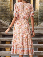 Midi Jurk met V-hals en Bloemenprint - Midi Dresses - Jurkjes.co