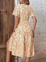 Midi Jurk met V-hals en Bloemenprint - Midi Dresses - Jurkjes.co