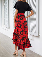 Midi Jurk met V-hals en Bloemenprint - Midi Dresses - Jurkjes.co