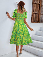 Midi Jurk met V-hals en Bloemenprint - Midi Dresses - Jurkjes.co