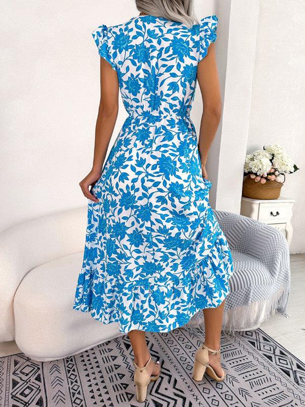 Midi Jurk met V-hals en Bloemenprint - Midi Dresses - Jurkjes.co