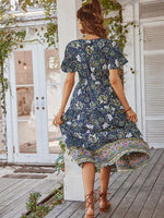 Midi Jurk met V-hals en Bloemenprint - Midi Dresses - Jurkjes.co