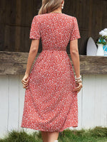 Midi Jurk met V-hals en Bloemenprint - Midi Dresses - Jurkjes.co