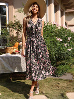 Midi Jurk met V-hals en Bloemenprint - Midi Dresses - Jurkjes.co