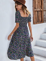 Midi Jurk met V-hals en Bloemenprint - Midi Dresses - Jurkjes.co