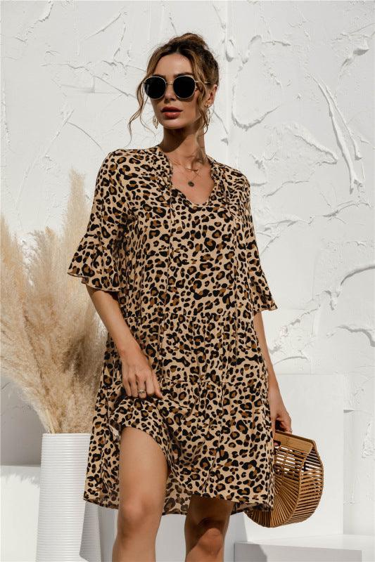 Midi Jurk met V-hals en Bloemenprint - Midi Dresses - Jurkjes.co