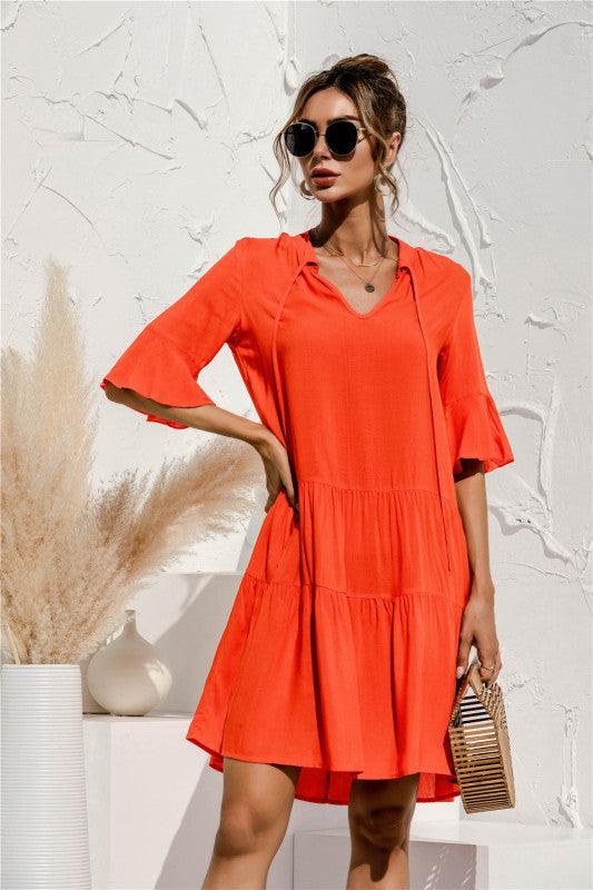 Midi Jurk met V-hals en Bloemenprint - Midi Dresses - Jurkjes.co