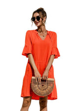 Midi Jurk met V-hals en Bloemenprint - Midi Dresses - Jurkjes.co